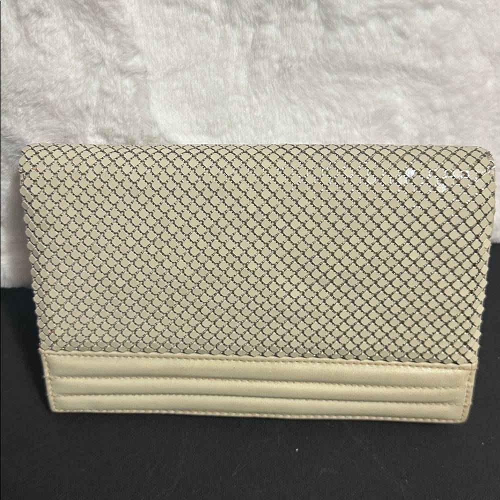 Whiting and Davis vintage cream clutch